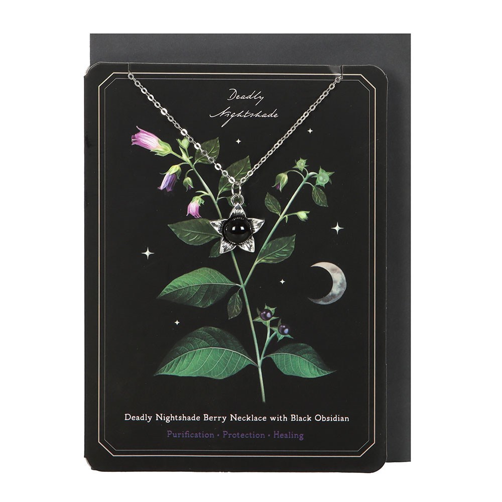 Something Different - Deadly Nightshade with Black Obsidian Karte mit Halskette - Mehrfarben